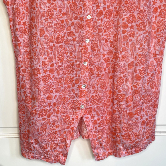 Sigrid Olsen Women's Linen Button Back Top Size M Coral Pink Fisherman Coastal - Picture 8 of 12